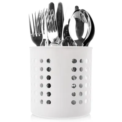 Image de Panier pratique blanc pour couverts et ustensiles de cuisine