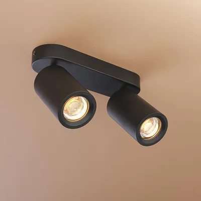 Image de HOFTRONIC - Plafonnier LED 2 spots GU10 inclinable orientable noir mat IP20
