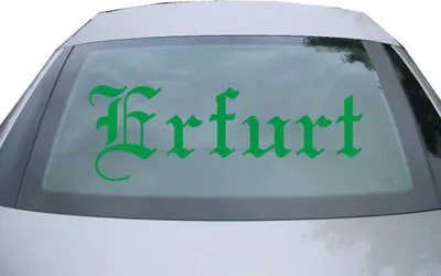 Produktbild von Indigos UG - Aufkleber Heckscheibe & Motorklappe DE6497 - grün - 600x210 mm - Stadt Ert - Auto Scheiben Fenster Heckklappe Tuning Racing JDM - Die cut