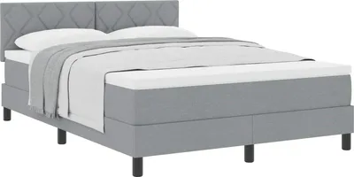 Produktbild von vidaXL Boxspringbett mit Kopfteil Hellgrau 160 x 200 cm Stoff