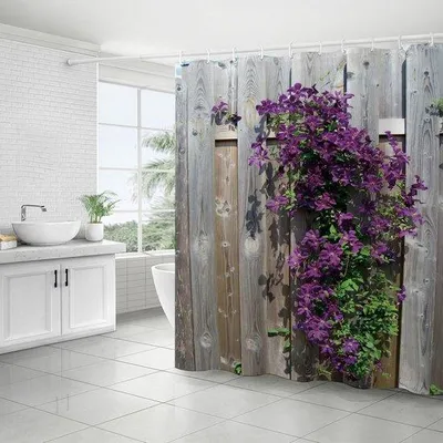 Produktbild von Ibenzoa® wasserabweisender Duschvorhang aus Polyester 180 x 180 cm mit 12 Ringen – Badvorhang mit schimmelhemmender Beschichtung, für Dusche & Badewanne