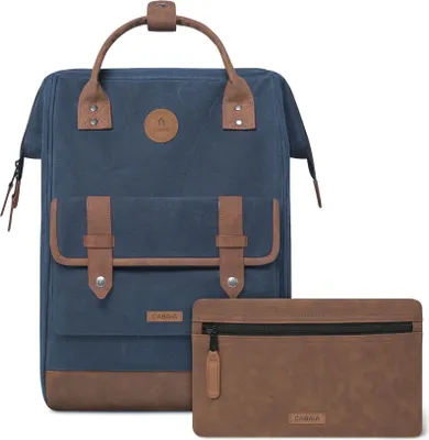 Produktbild von CABAIA Freizeitrucksack Rucksack mit Laptopfach Adventurer Waxed Baumwolle Backpack Montalivet dunkelblau