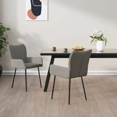 Produktbild von The Living Store Esszimmerstühle 2 Stk. Hellgrau Stoff