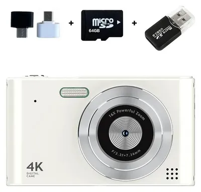 Produktbild von Retro Digitalkamera - CCD-Kinderkamera - 64 GB, 16x Zoom, 6,1 cm Display, HD, Vintage-Filter - Weiß