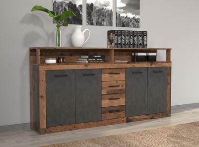 Komoda XXL Lunaris Loft, 4 drzwi 4 szuflady, industrialny stary styl