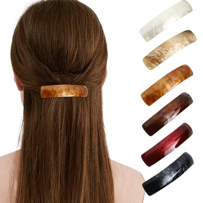 Produktbild von Set mit 6 automatischen Haarspangen, große klassische Spangen für feines und mitteldickes Haar, Vintage-Haaraccessoires aus Frankreich für Damen und Mädchen (bernsteinfarben)