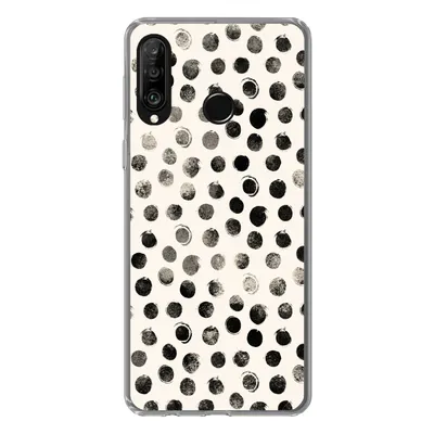 Produktbild von MuchoWow® Handyhülle Schutzhülle Hülle für Huawei P30 Lite Polka dots - Schwarz - Weiß Silikon Softcase Handy Hülle - Handyhülle