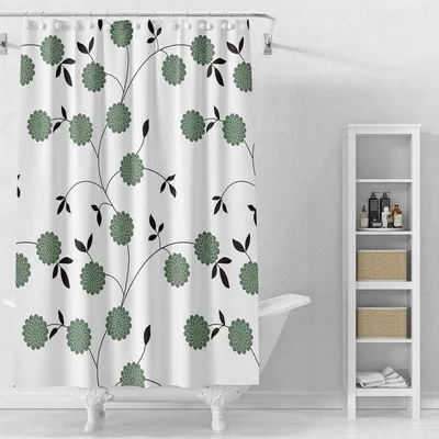 Produktbild von Ibenzoa® Duschvorhang – wasserdichtes, schimmelresistentes PEVA mit Blumen- & Pflanzenmuster, 180 x 200 cm, mit Ösen