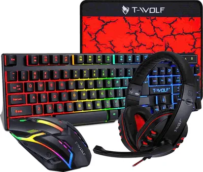 Zdjęcie produktu dla Klawiatura do gier, przełączniki mechaniczne, podświetlenie RGB, zestaw