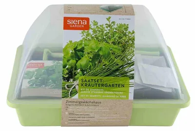 Image de SIENA GARDEN Kit serre d'intérieur "Jardin d'herbes aromatiques", pastel, 29 x 19 x 19 cm