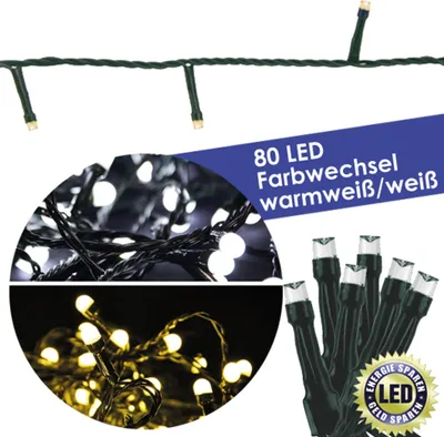 Produktbild von LED-Lichterkette mit 80 farbwechselnden Lichtern, 6 m