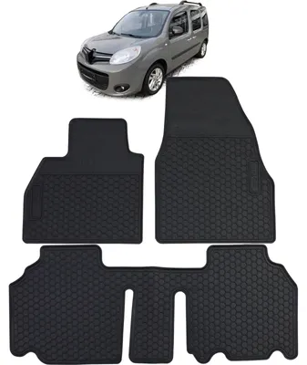 Image de Tapis de sol avant/arrière pour Renault Kangoo II, modèles de 2008 à 2022, qualité supérieure, en caoutchouc