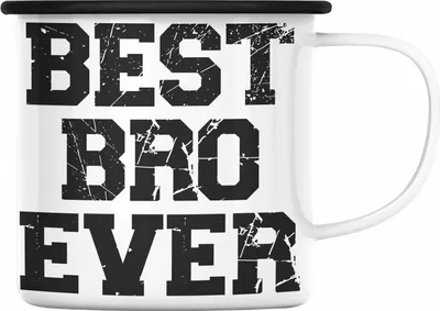 Produktbild von Trendation - Bester Bruder Emaille Tasse Geschenk Geburtstag Weihnachten Lustig Best Bro Ever Geschenkideen Erwachsen (Schwarz)