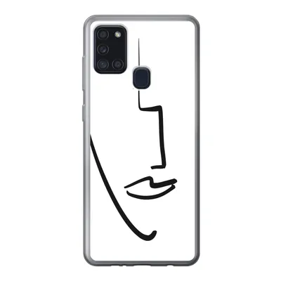 Produktbild von MuchoWow® Handyhülle Schutzhülle Hülle für Samsung Galaxy A21s Gesicht - Frau - Minimalismus Silikon Softcase Handy Hülle - Hartschale