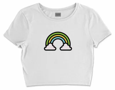 Immagine prodotto di Bona Basics, T-shirt crop basic stampato, donna, 100% cotone, bianco, casual