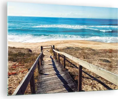Produktbild von Bilder auf glas - Einteilig - Meer Strand Eintritt - 70x50cm - Glasbilder - Wandbilder - Bilder - zum Aufhängen bereit - Wanddekoration aus Glas - Glas Bilder - Wandbild auf Glas - GAA70x50-4359
