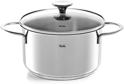 Produktbild von Fissler Copenhagen Topf-Set 5-tlg., Töpfe mit Glas-Deckel, Induktion, alle Herdarten (3 Kochtöpfe, 1 Bratentopf, 1 Stielkasserolle-deckellos), Edelstahl, 5-teilig