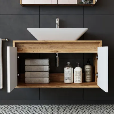 Image de Meuble de salle de bains Roomart ATLANTIC-85, meuble bas de 85 cm de large, chêne blanc