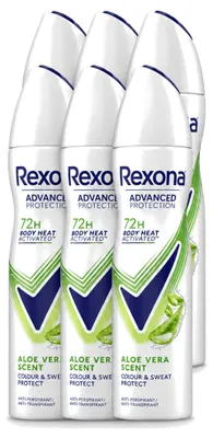 Zdjęcie produktu dla 6 sztuk dezodorantu w sprayu Rexona, zapach aloesu, pojemność 150 ml, zestaw ekonomiczny
