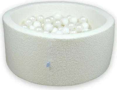 Produktbild von Bällebad 90x40 Boucle Weiß – Mit 300 Bällen / weiß, perlmutt,