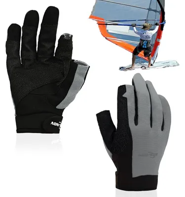 Productafbeelding van Zeilhandschoenen M, ¾ vinger, grijs, 1 paar, voor zeilsport