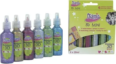 Produktbild von Set 6 Glitzerfarben Diam's 3D Mini - Total Star