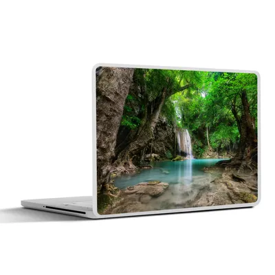 Produktbild von MuchoWow® Laptop Aufkleber Sticker Cover Dschungel - Wasserfall - Pflanzen - Wasser - Natur 32.5x23.5 cm - Sticker für Laptop - Selbstklebend