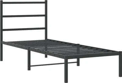 Produktbild von Bettgestell mit Kopfteil Metall Schwarz 75x190 cm