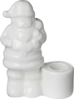Produktbild von IB Laursen Kerzenhalter WEIHNACHTSMANN Weiß Keramik für 1 Dünne Kerze 7 cm