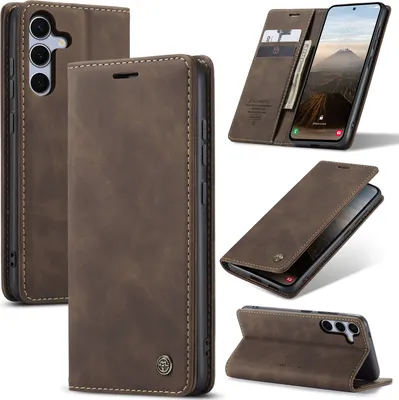 Obrázek produktu pro Pouzdro pro Samsung Galaxy S25, RetroPolyuretanKožené Pouzdro s Funkcí Stojánku bronz