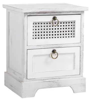Produktbild von Nachttisch IRMA Nachtschrank Nachtkonsole mit 2 Schubladen weiß Shabby Chic Vintage Design