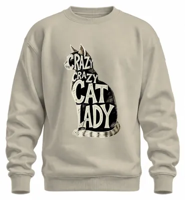 Productafbeelding van Gekke kattenliefhebber, grappig vintage sweatshirt, natuur, maat L