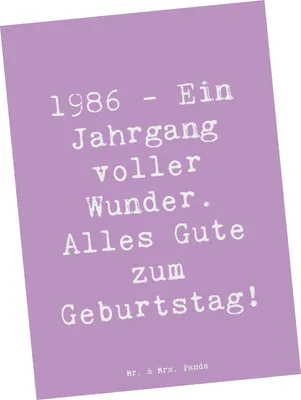 Produktbild von Mr. & Mrs. Panda Ansichtskarte Spruch 1986 Geburtstag Wunder - Lavendeltraum - Geschenk, geboren, alles Gute, Alter, Ansichtskarten, Postkarten, Postkarte, Happy Birthday