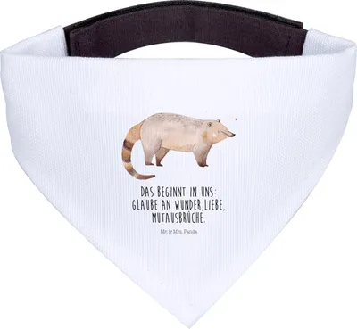 Produktbild von Mr. & Mrs. Panda Hundehalstuch Nasenbaer - Weiß - Geschenk, Hunde-Bandana, Halstuch Für Hunde, Nasenbär, Tuch, Rüsselbär, Hund, Lustige Sprüche, Nasenbären, Bär