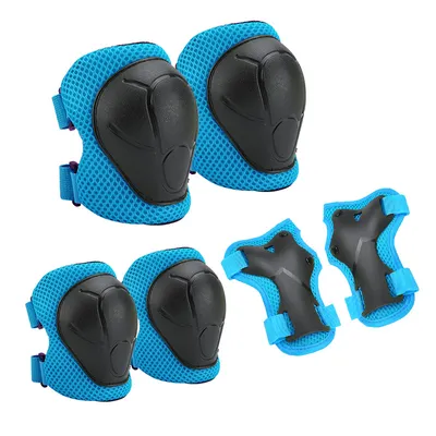 Imagen del producto de Protectores para rodilleras y codos para niños que practican patinaje, color azul