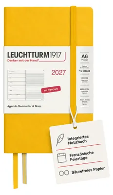 Obrázek produktu pro Kalendář LEUCHTTURM1917 na rok 2027, formát kapesní (A6) s poznámkovým blokem, linkovaný - plánovač