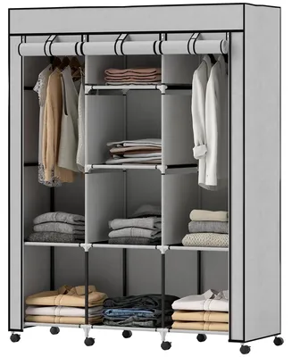 Produktbild von HOMCOM Stoffschrank, Faltschrank, Kleiderschrank mit Kleiderstangen, 8 Ebenen