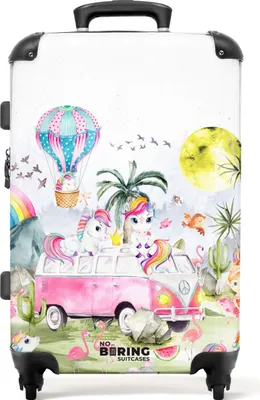 Produktbild von NoBoringSuitcases.com® Großer Koffer - Einhorn - Ballerina - Tiere - Rosa - Mädchen - Kombinationsschloss TSA - Hartschalen Trolley 4 Rollen - 72 liter - Reisekoffer - 66 cmKoffer Mittelgroß 67x43x25 cm, 72L,