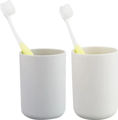 Produktbild von Zahnputzbecher 2 Stück, Badezimmer Zahnbürstenhalter, Pinselhalter, Accessoire Organizer und Toothbrush Holder (Beige &Grau)