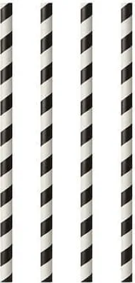 Produktbild von Trinkhalme, Papier Ø 6 mm · 24 cm schwarz/weiss "Stripes"