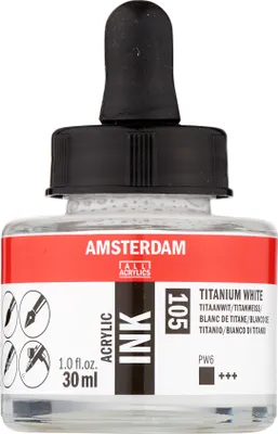 Produktbild von Amsterdam Acrylic Tinte Flasche 30 ml Titanweiß 105