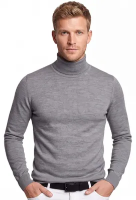 Produktbild von Hugo Boss Pullover aus reiner Baumwolle, meliert in Grau, normale Passform