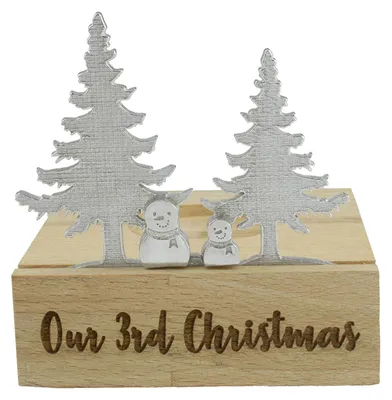 Teelichthalter Schneemann-Silhouette, 3. Weihnachten, Metall