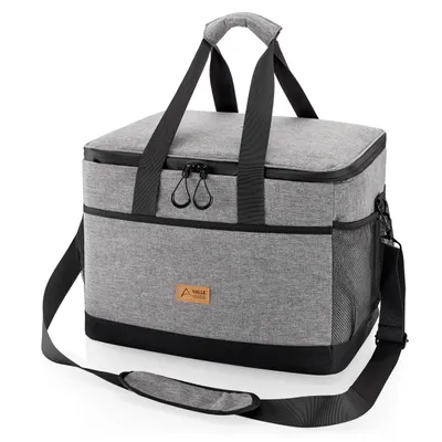 Produktbild von Valle Verde 20 Liter Coolerbag, Kühltasche, Kühlkorb, Kühlbox, Thermotasche, Picknicktasche - Thermoisoliert, Auslaufsicher - Grau, 35 x 23 x 25 cm