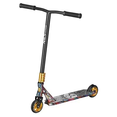 Produktbild von NILS EXTREME Stunt Scooter HS221 SPIDER Freestyle 110 mm ABEC-9 schwarz-gold