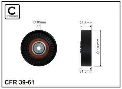 Produktbild von CAFFARO 39-61 Umlenkrolle Keilrippenriemen 100mm für VW Golf IV Variant (1J5) für ALFA ROMEO 147 (937) für VOLVO S80 I (184)