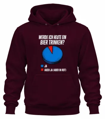 Zdjęcie produktu dla Czy dziś wypiję piwo? Tak. Bluza z kapturem, sarkastyczny napis, kolor burgundzki, rozmiar L