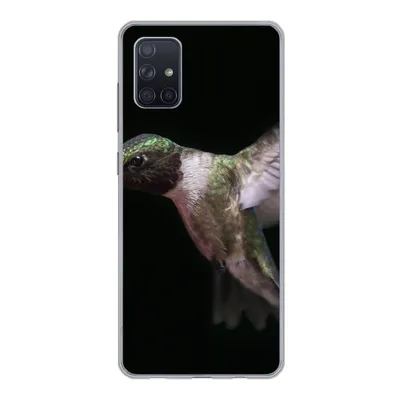 Produktbild von MuchoWow® Handyhülle Schutzhülle Hülle für Samsung Galaxy A71 Rubinkehl-Kolibri auf schwarzem Hintergrund Silikon Softcase Handy Hülle