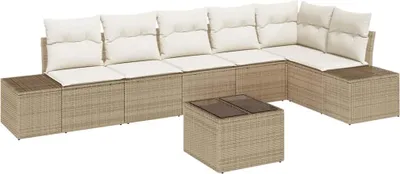 Immagine prodotto di Set Divano da Giardino Beige e Crema polyrattan