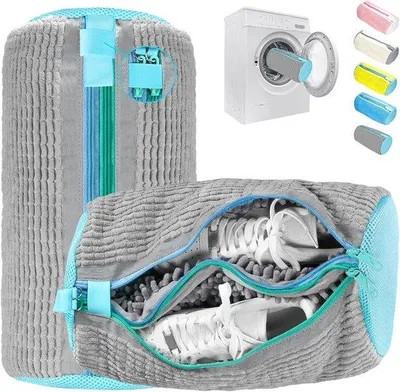 Produktbild von Famanu 2-in-1 Schuhwaschbeutel mit Doppelreißverschluss - Grau